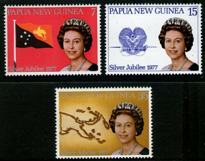 Папуа Новая Гвинея, 1977, 25 лет коронации, 3 марки